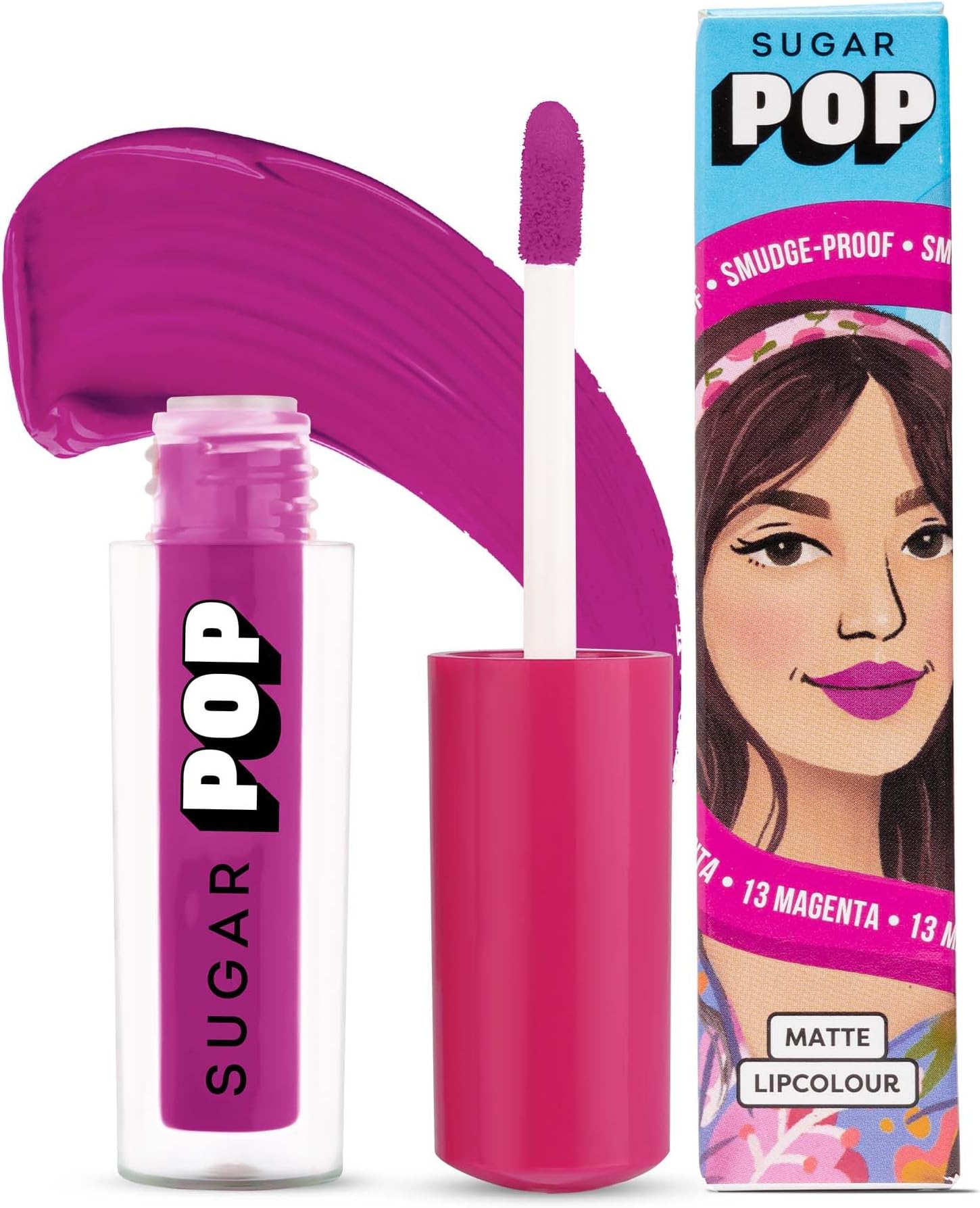 SUGAR POP Matte Lipcolour | Vitamin E | Super-Pigmented | Smudge-proof | 1.6 ml - 13 Magenta