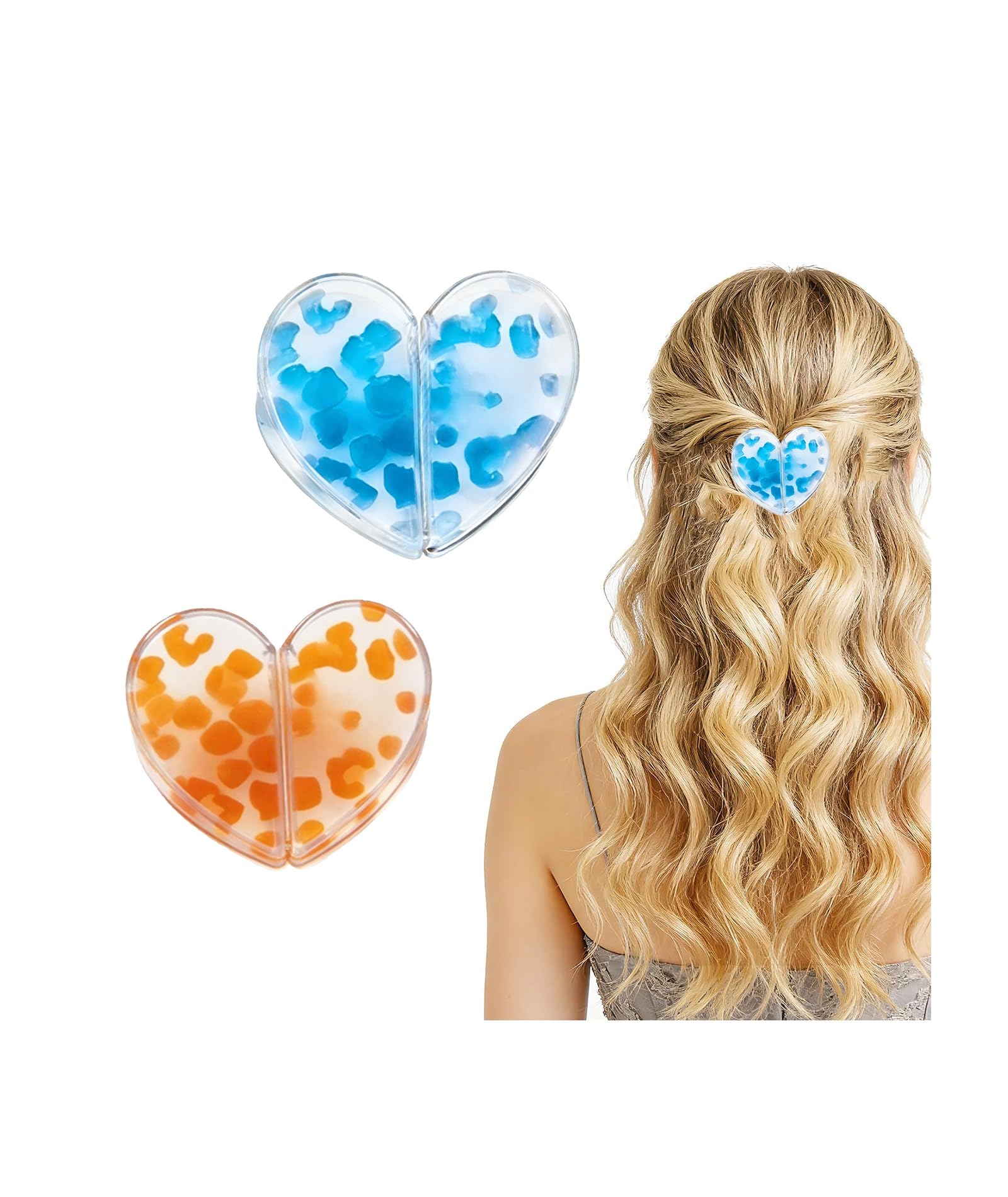 2 Pcs Hair Clutchers for Women, Magnetic Hair Clip, 2-in-1 Section Clips for Hair Styling, Daily Use and Professional Salon Clutcher Hair Accessories, Heart-shaped Blue and Orange Leopard Print-image-45