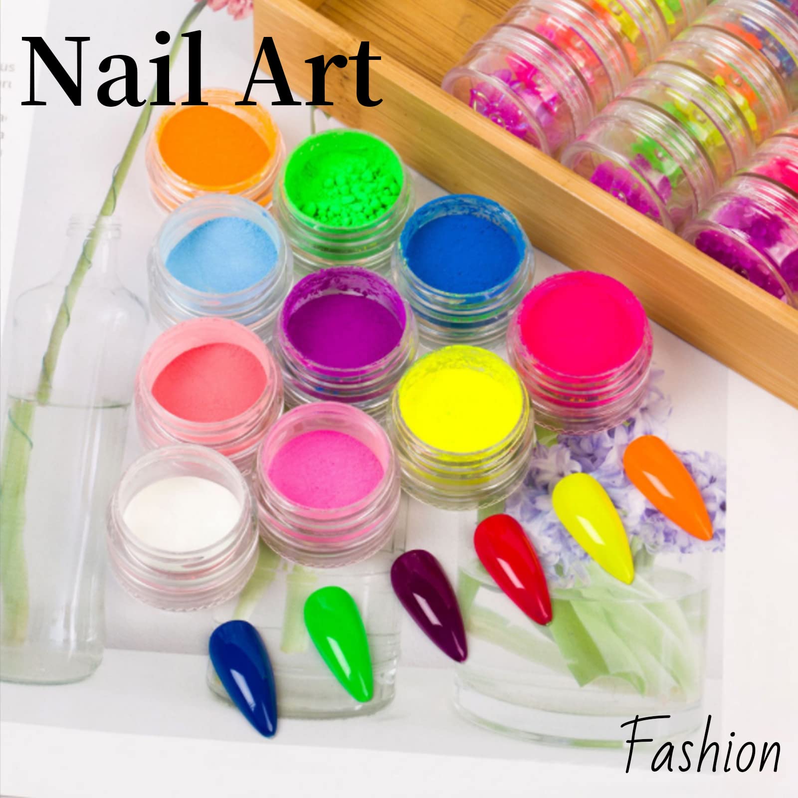 Amazon.co.jp: ネイルパウダー 24色セット 蛍光 ネオンパウダー 顔料