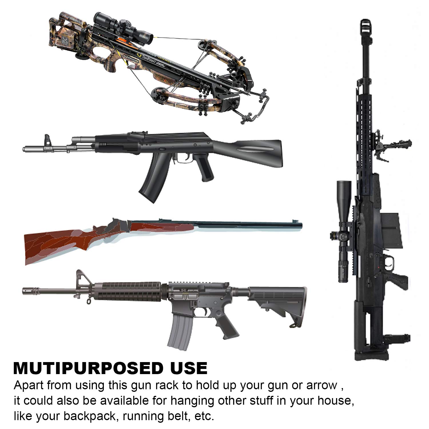 GoHiking Heavy Duty Wall Mount Gun Racks Gun Hooks Shotgun Hook Rifle