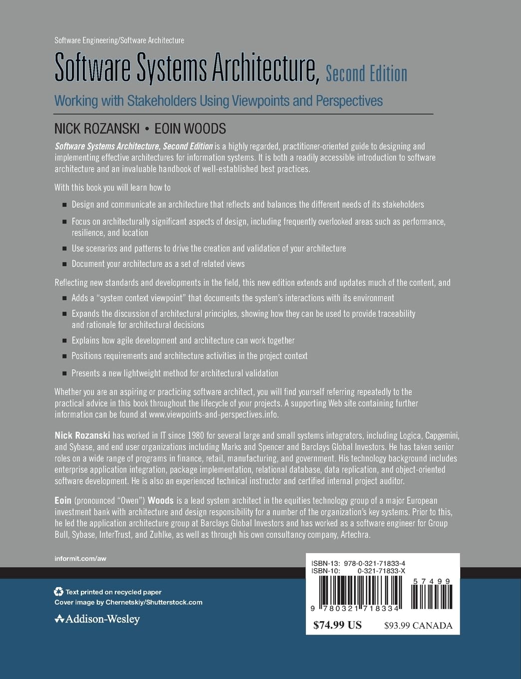 Software Systems Architecture: Working With Stakeholders Using Viewpoints and Perspectives