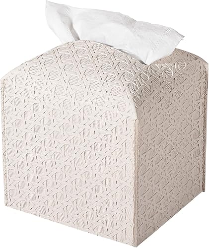 Cubierta de caja de pañuelos de piel sintética, soporte cuadrado de pañuelos para papel facial, dispensador para encimera de baño, aparador, mesa,