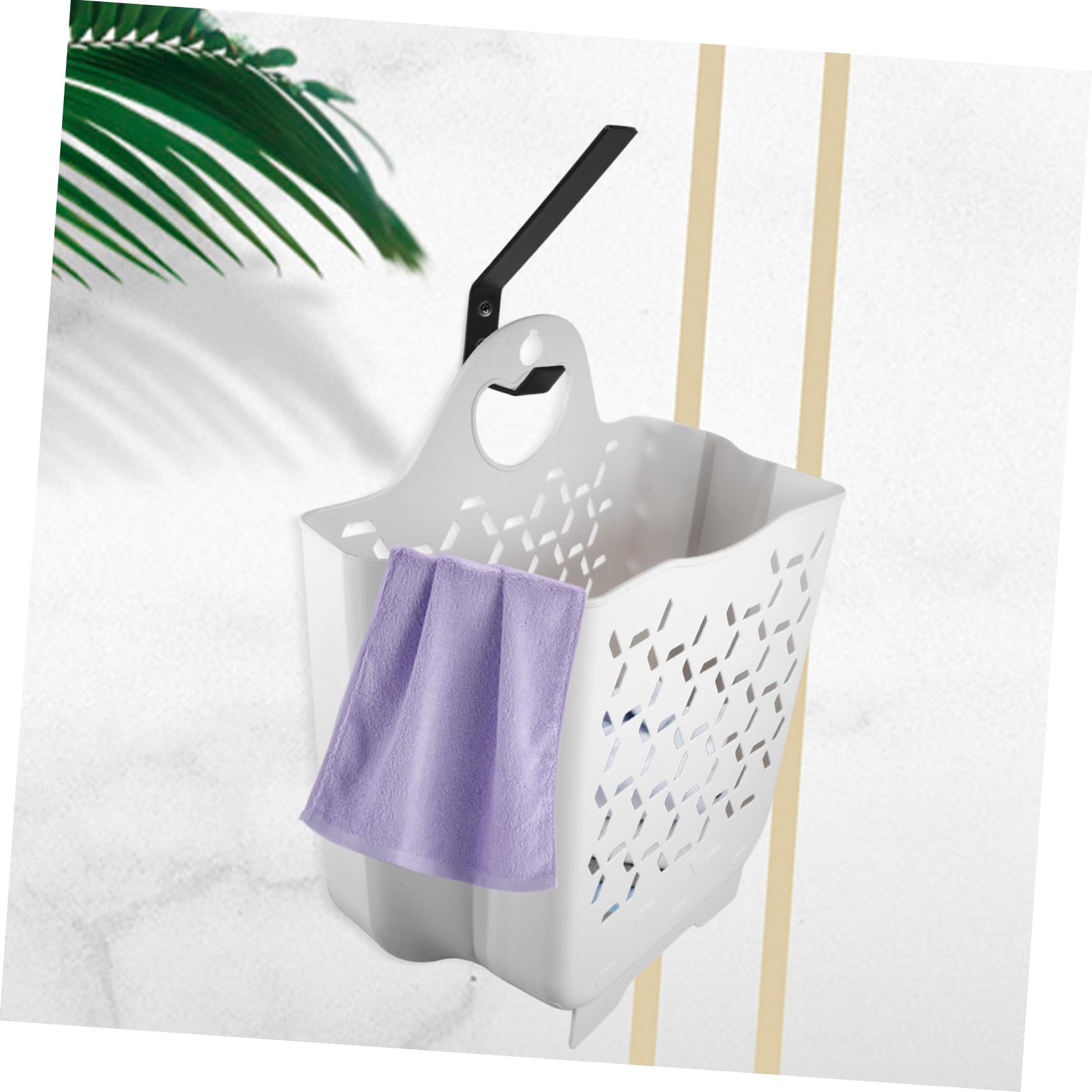 Didiseaon Cesto Porta Bucato Bianco da Muro in Pp Manico, Porta Biancheria Facile da Installare per Uso Bagno come Laundry Hamper Pieghevole