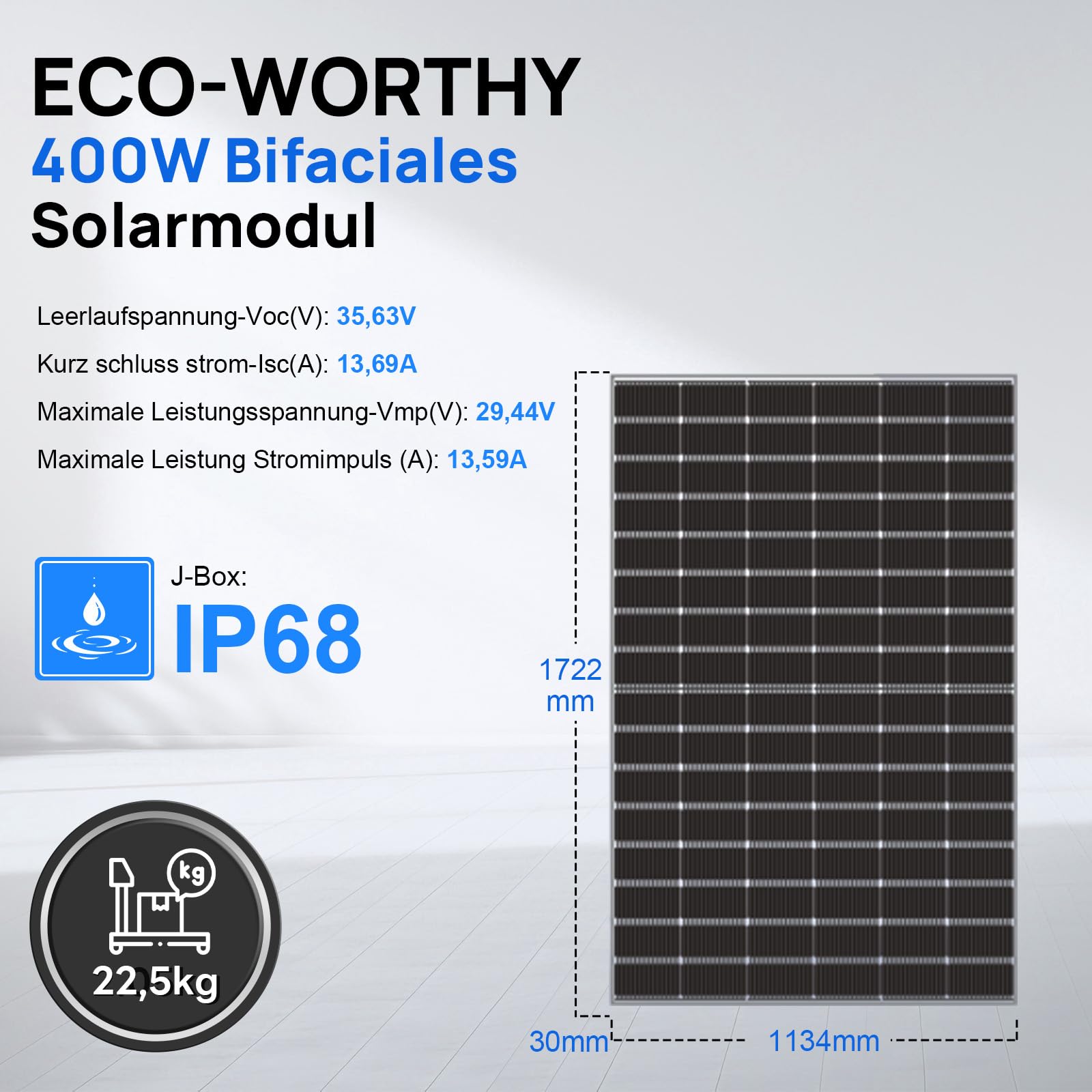 ECO-WORTHY Elektrownia balkonowa 800 W 0% VAT balkonkraftwerk w komplecie z dwufazowym modułem solarnym 400 W x 2 i falownikiem 600 W/800 W APsystems z przekaźnikiem VDE