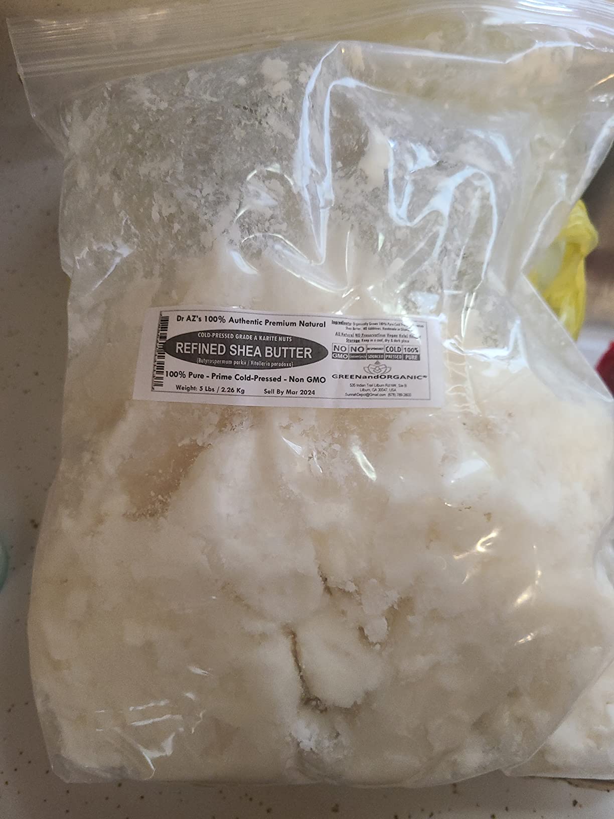 GREENandORGANIC White REFINED African Shea Butter 4Lbs Premium 100% Natural Pure Cold pressed Organic Grade A Ghana Skin Beauty Care Face Body Hair Scalp Non-GMO