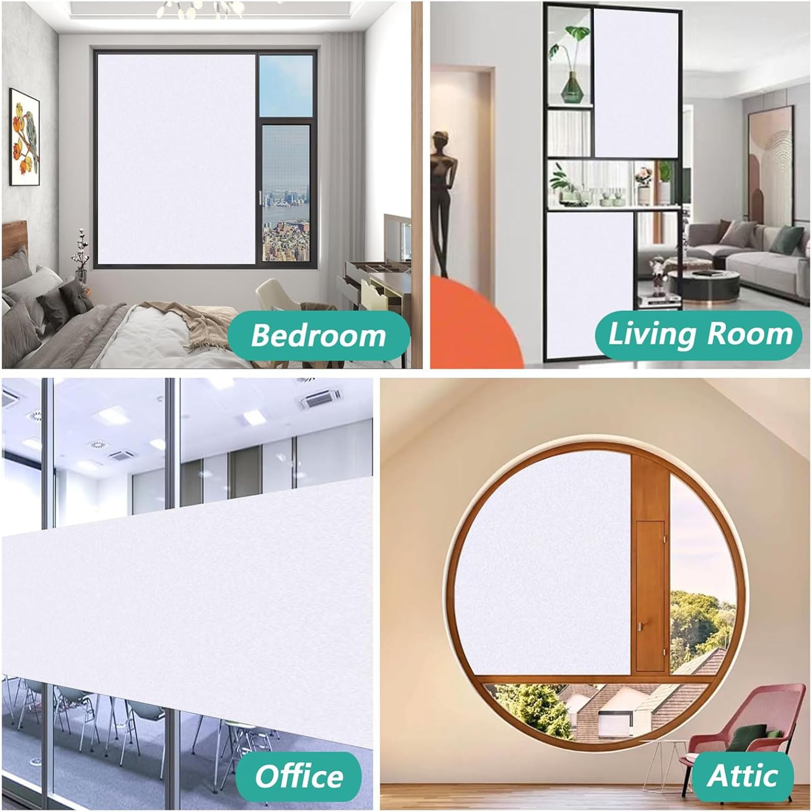 Window Privacy Film 75 x 140 cm Nieprzezroczysta, Matowa, Blokująca Promienie Uv, Zdejmowalna, Przylegająca Elektrostatycznie, Folia Prywatności Na Okna Szklane, biały mat