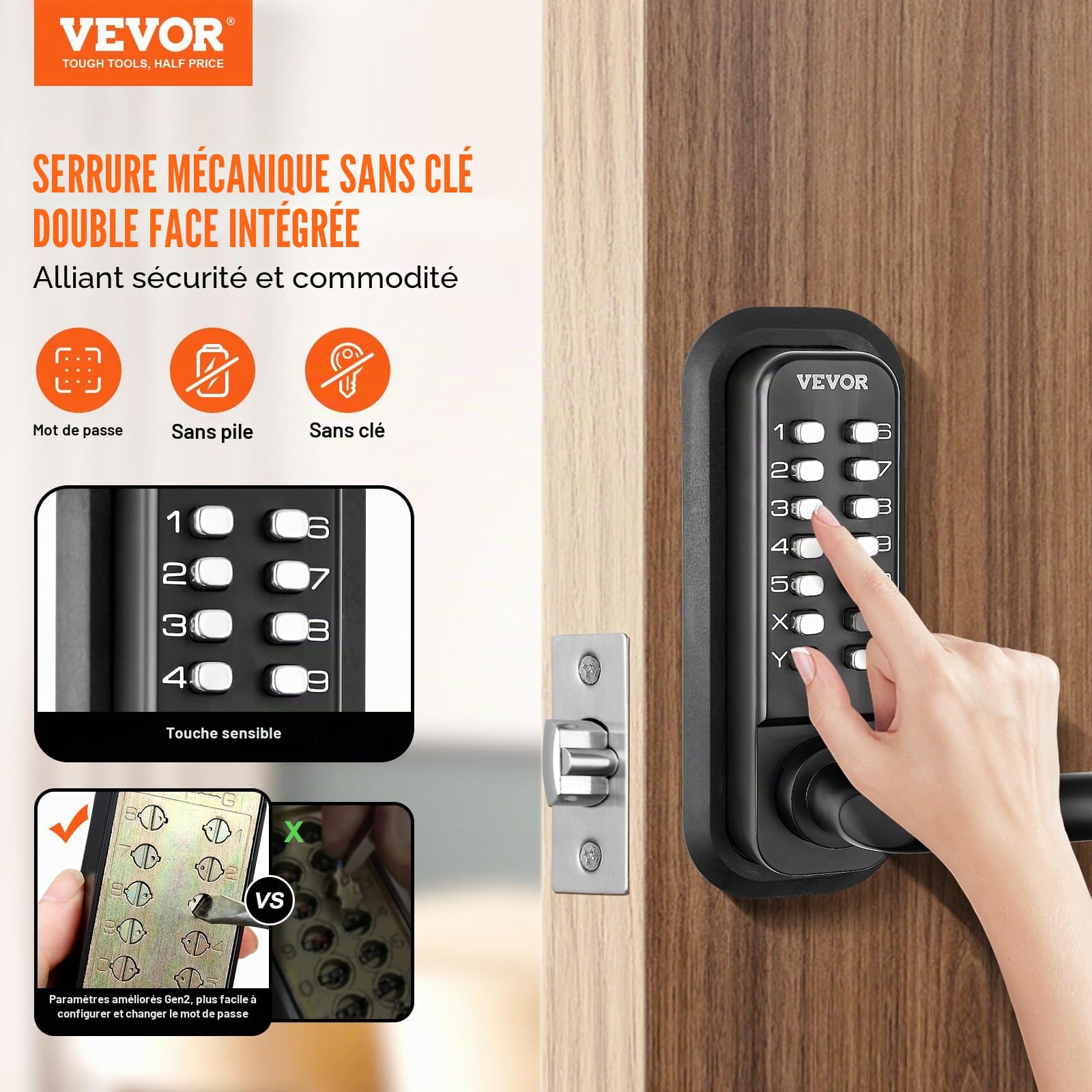 VEVOR Serrure à Code Mécanique Double-Face