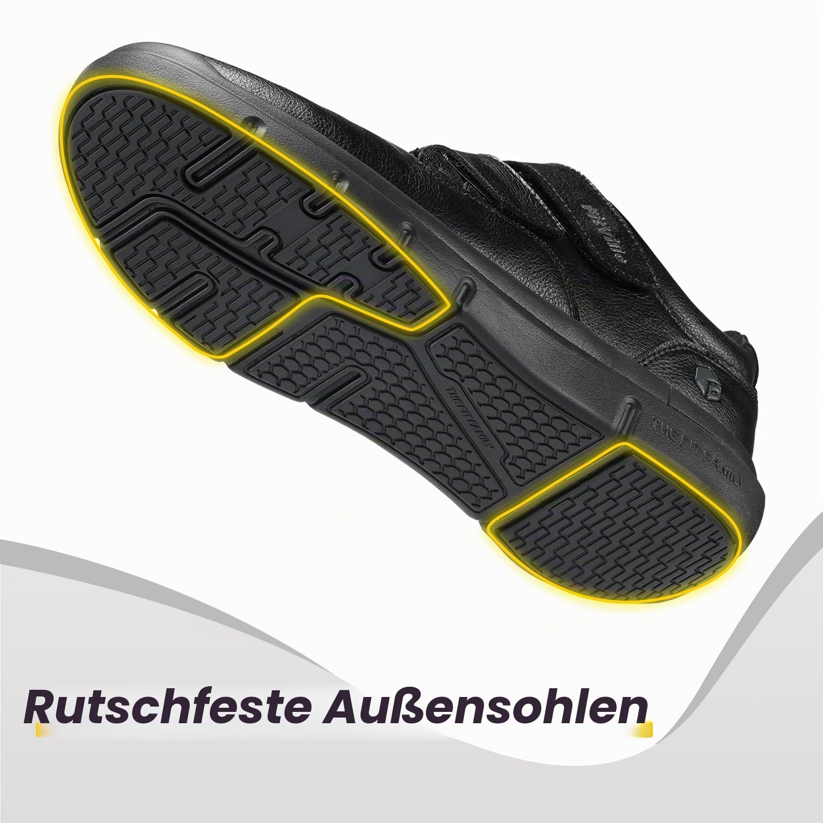 FitVille Leder Schuhe Herren Extra Weit Business Casual Walkingschuhe mit Klettverschluss Sneaker Bequeme Freizeitschuhe Lässige Hausschuhe