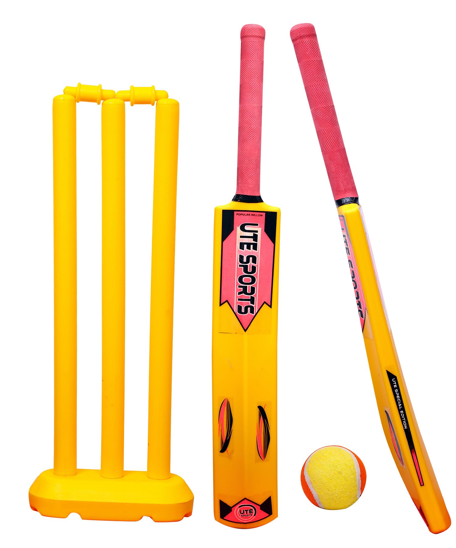 Ute Sports Plastic Cricket Kit Set/3 Stumps With One Base And Cricket Bat & Ball (Kids) 6-9 Year Boys (Yellow) Size-3 (B0CLJQ63PD) Amazon Price History, Amazon Price Tracker