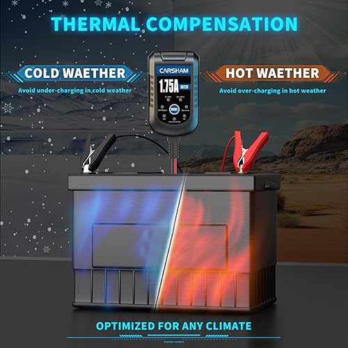 Miniatura 5 de Cargador de batería CARSHAM Trickle de 6 V 12 V, cargador de flotador inteligente, mantenedor automático para automóvil, motocicleta, cortadora de