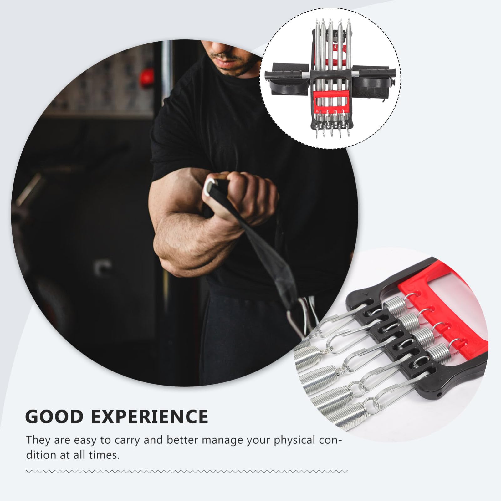 Extensor De Pecho De Acero Resorte para Ejercicio Accesorio De Fitness Portátil Entrenamiento Musculación para Hombres Resistencia Ajustable Compacto para Gimnasio Entrenamientos
