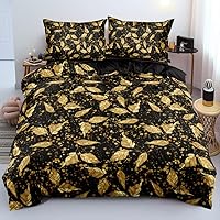 Vista 20 de Juego de funda de edredón de mármol azul real, tamaño Queen, fundas de edredón de lentejuelas doradas con 2 fundas de almohada, transpirable