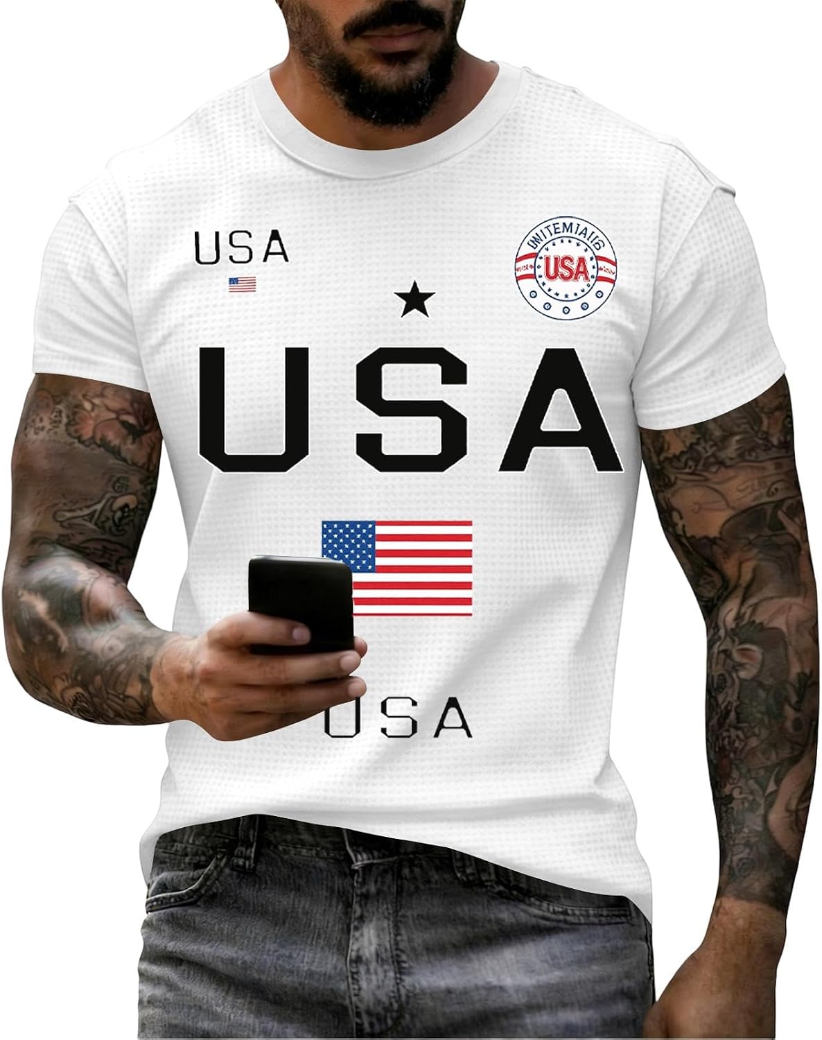 RTRDE Men's America T Shirts Short Sleeve Independence Day 4th of July Graphic Print Patriotic Shirt, S-4XL