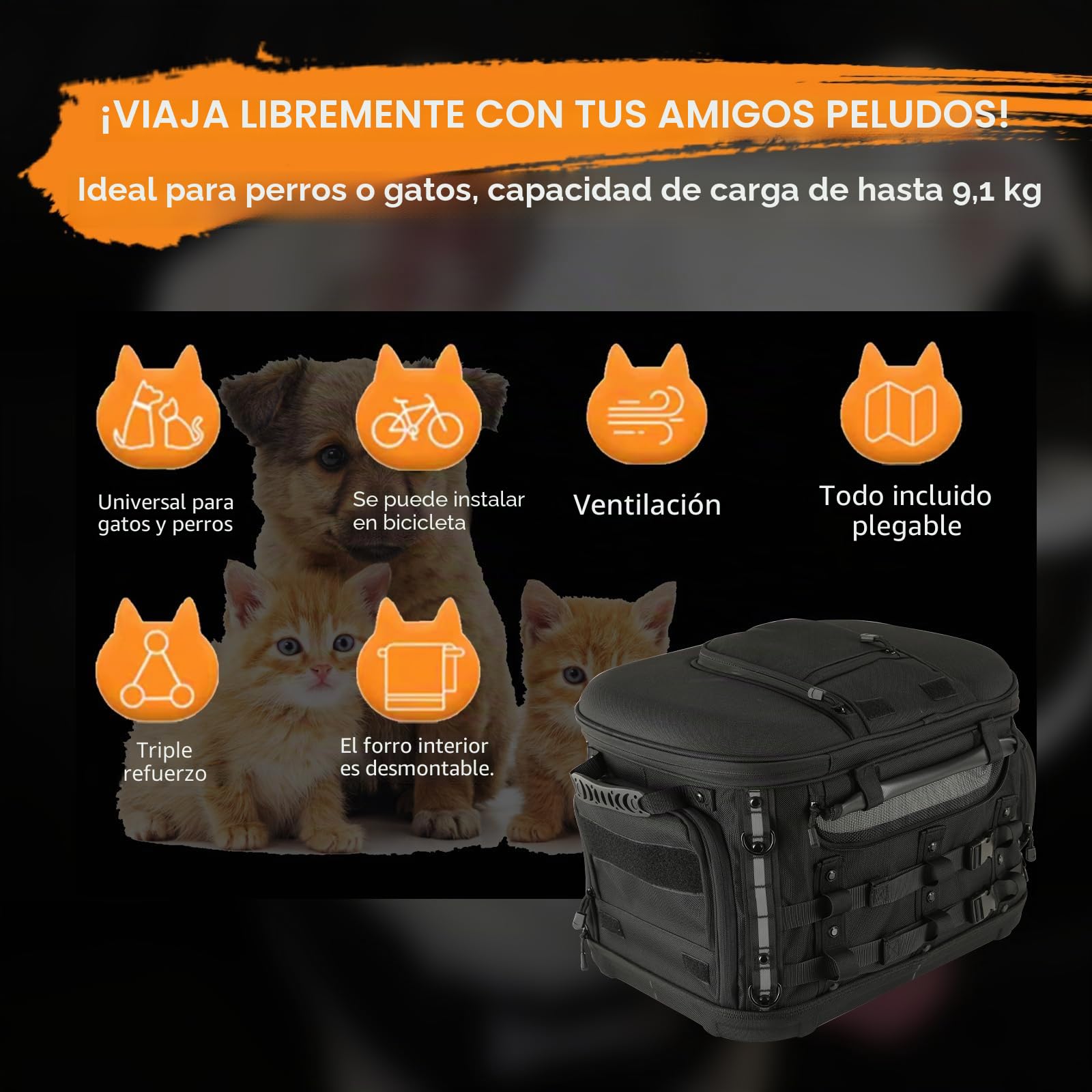 Transportador portátil para Motocicleta, para Perros y Gatos, Resistente a la Intemperie, Bolsa de Equipaje de Viaje para Harley Road Street Glide CVO Road King Touring Trike Can Am con