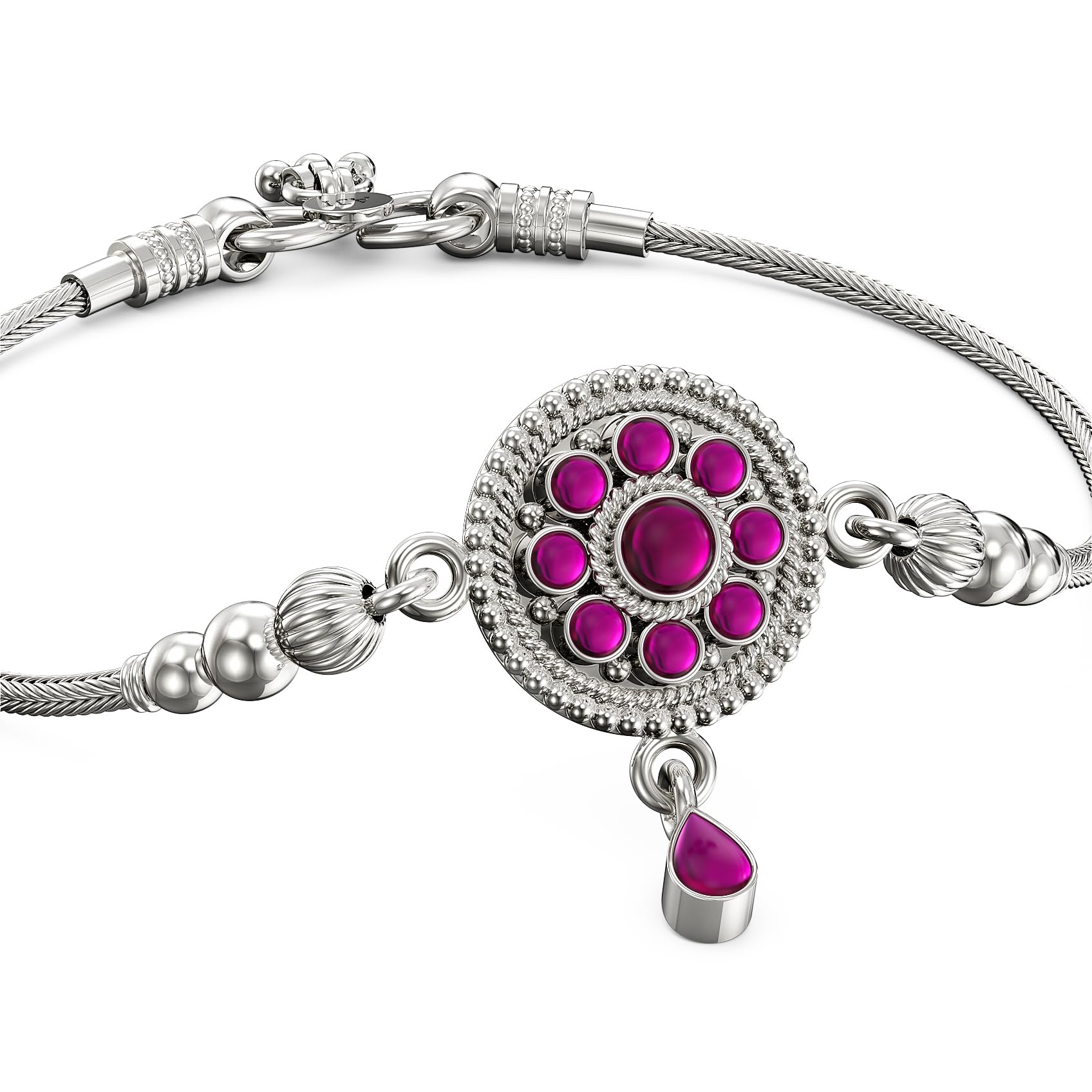 joyalukkas 925 Silver Purity | Heritage Flower Silver Anklets For Women-picture-21