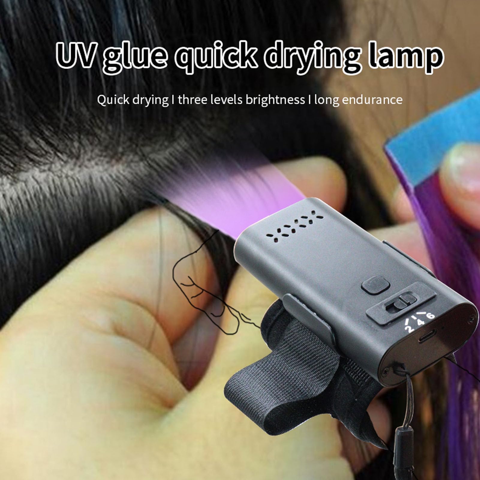 V Kit de Extensión de Cabello Ligero, Lámpara de Extensión de Cabello de Curado Rápido de 395 Nm, V Light Hair Extension Machine con Batería Recargable de 3000 MAh, Lámpara LED V