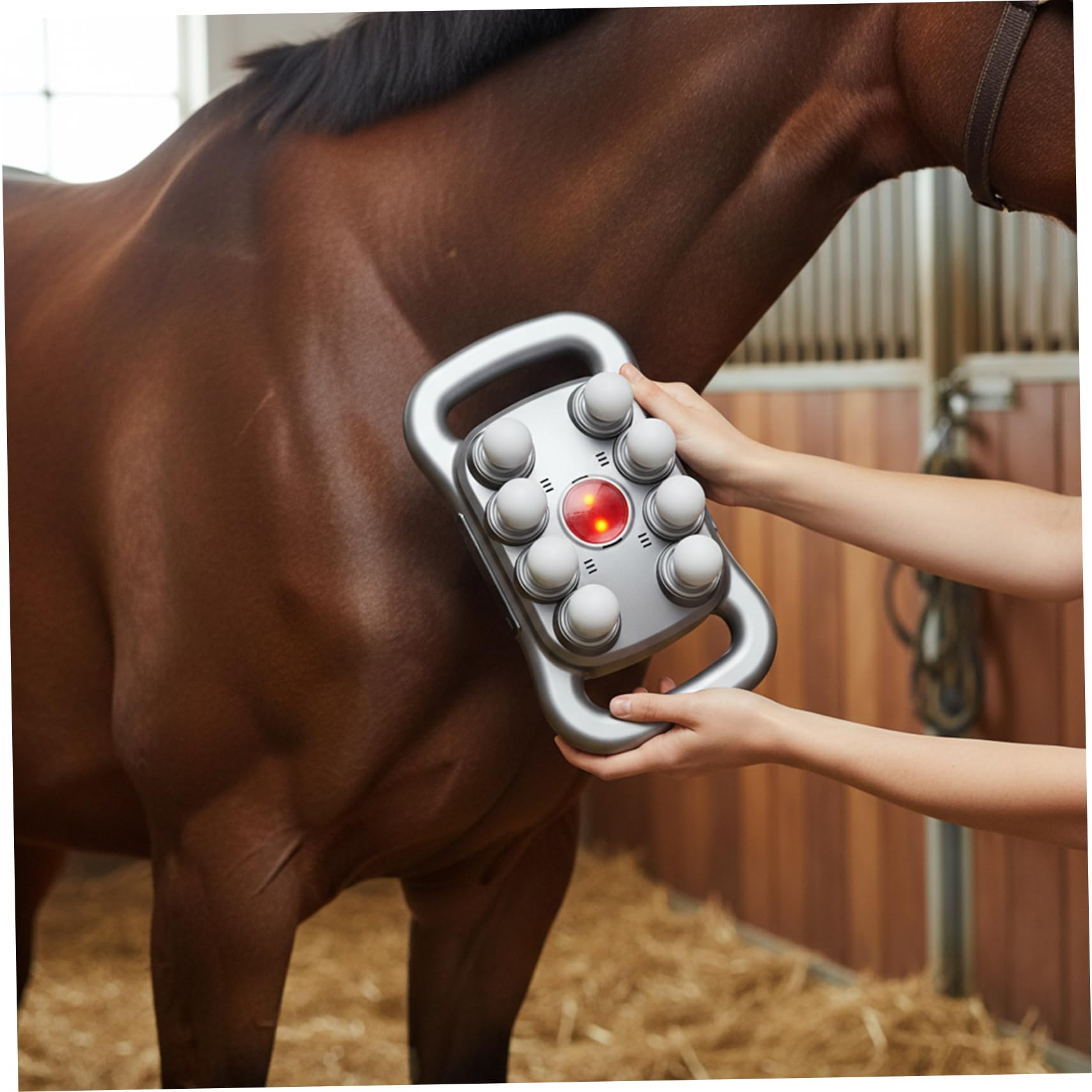Pistolet de massage multi-têtes pour cheval, masseur portatif à 8 têtes avec 3 modes, 30 niveaux d'intensité et lumière rouge