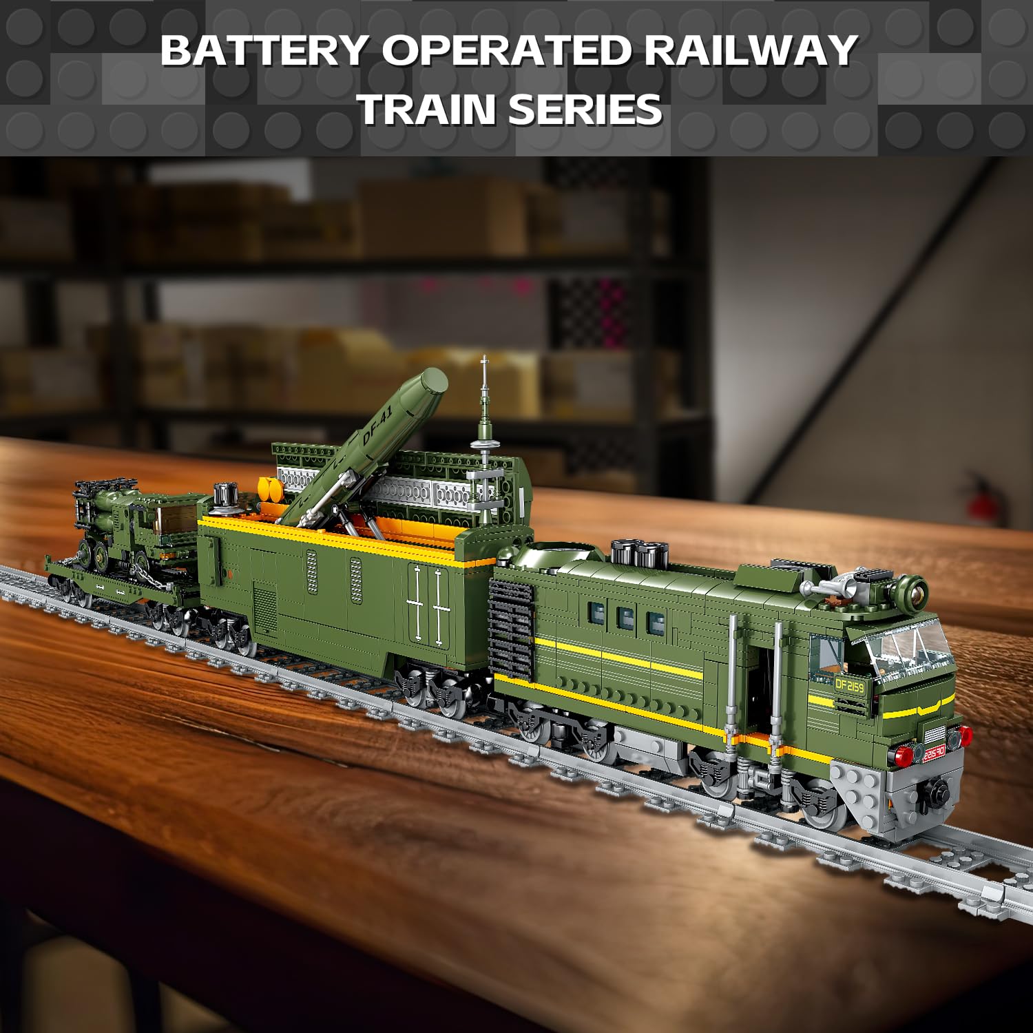 Military Train Building Kit, Compatible with Lego Military Army Train Building Block with Lights, Missiles, Trucks and Train Tracks, Gift for Military Lovers, Teens and Adults (1174 Pieces)