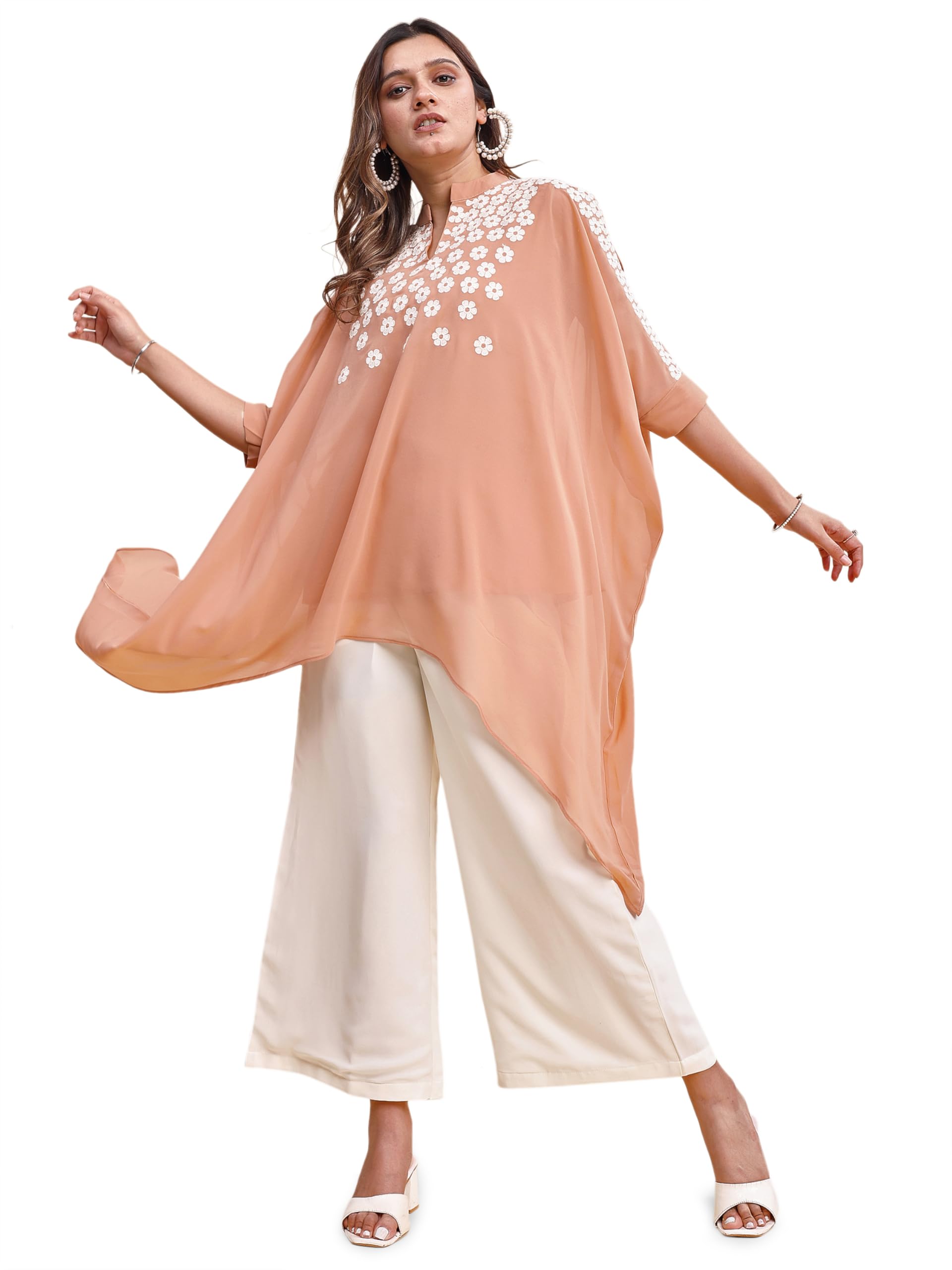 Women's Poly Georgette Solid Relaxed Tunic Shirt-image-12