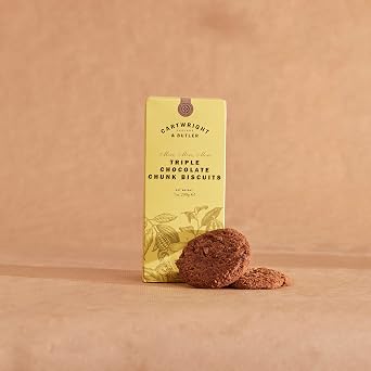 Cartwright & Butler Biscuits - 200g Triple Chocolate Biscuits with a Tasty Flaky, Butter Crumb, Packed with Delicious Chunks of Chocolate, A Luxury Biscuit Box in Signature Carton