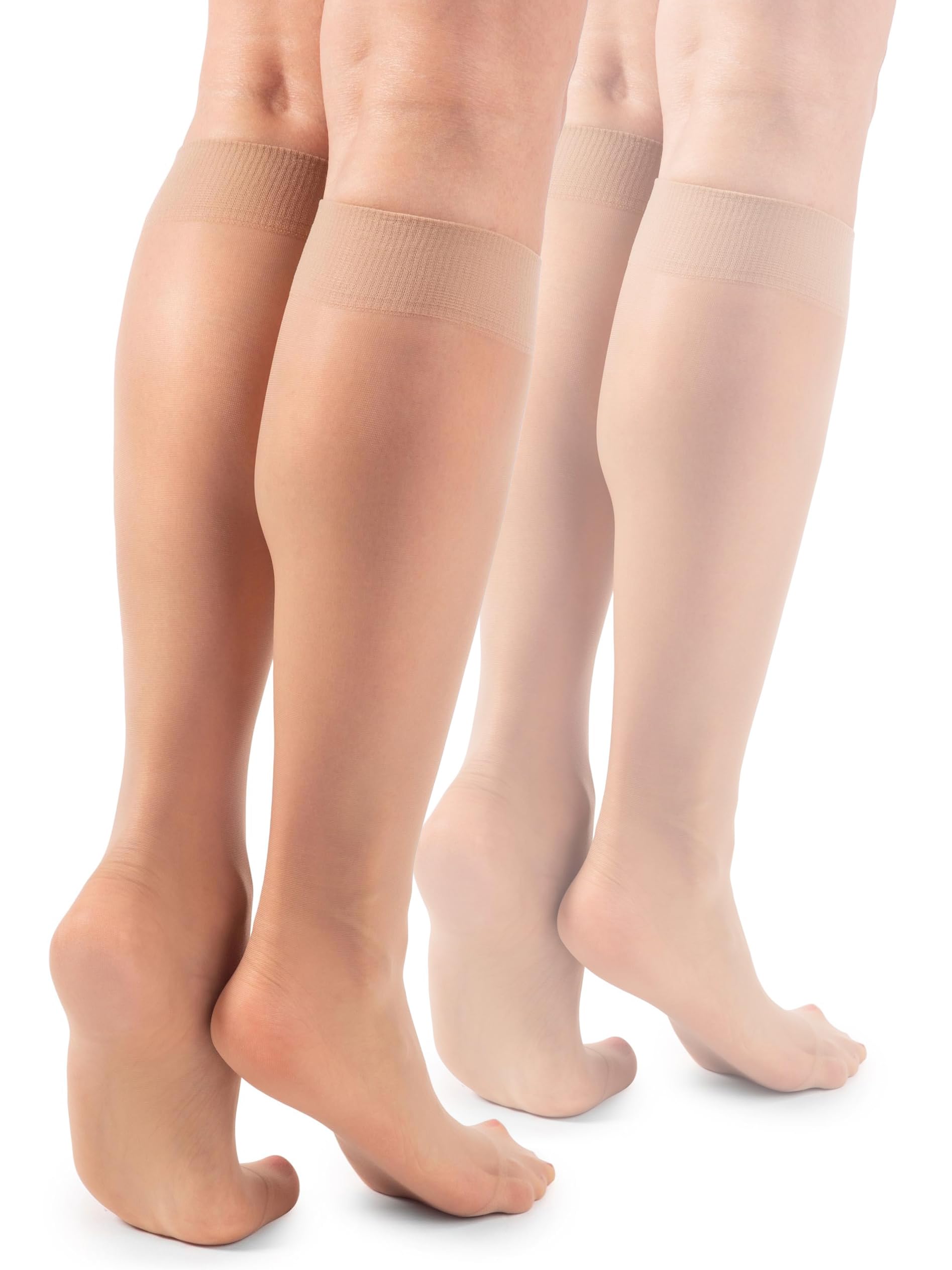 Basic Womens Knee High Socks 15 DEN High Pop Matt Semi-Sheer Tights 2 Pairs Natalie