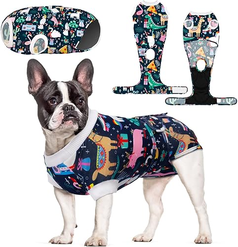 CuteBone Traje de Recuperación Quirúrgica para Perros de Navidad, Mono Quirúrgico para Gatos, Trajes Corporales para Hembras y Machos para Evitar