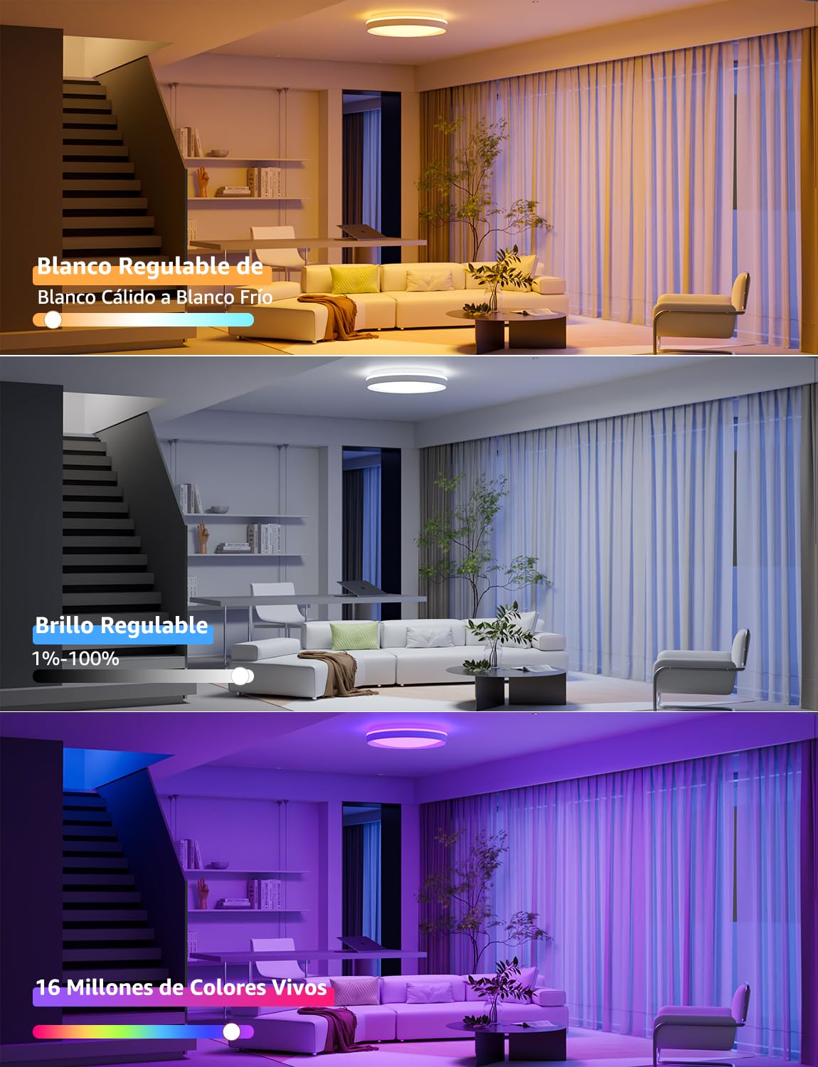 Lepro T1 AI Plafón LED Techo Inteligente, Lámpara Techo 24W 1800LM, Luz RGB y Blanca Regulable, Control de Voz, Sync Música, Funciona con Alexa, Google Home, Diseñador de Iluminación AI Personalizado