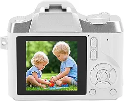 Zopsc Câmera Digital, Câmera de Vlogging Com Foco Automático de 48 MP Com Zoom de 18x e Estabilização Eletrônica de Imagem, Câmera Compacta de Apontar e Disparar para Viagens de (Branco)