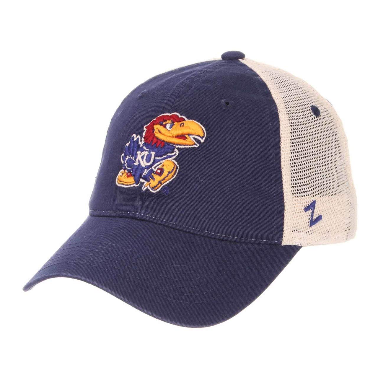 ZHATS Zephyr NCAA Kansas Jayhawks Adult Men University Relaxed Cap, Adjustable, Team Color/Stone