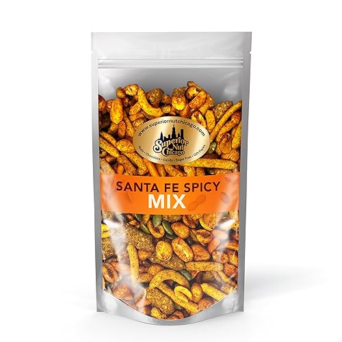 Santa Fe Trail Mix - Spicy Mix - Maní picantes picantes palitos de maíz cajún caliente palitos de sésamo medias lunas de chile maíz tostado y granos