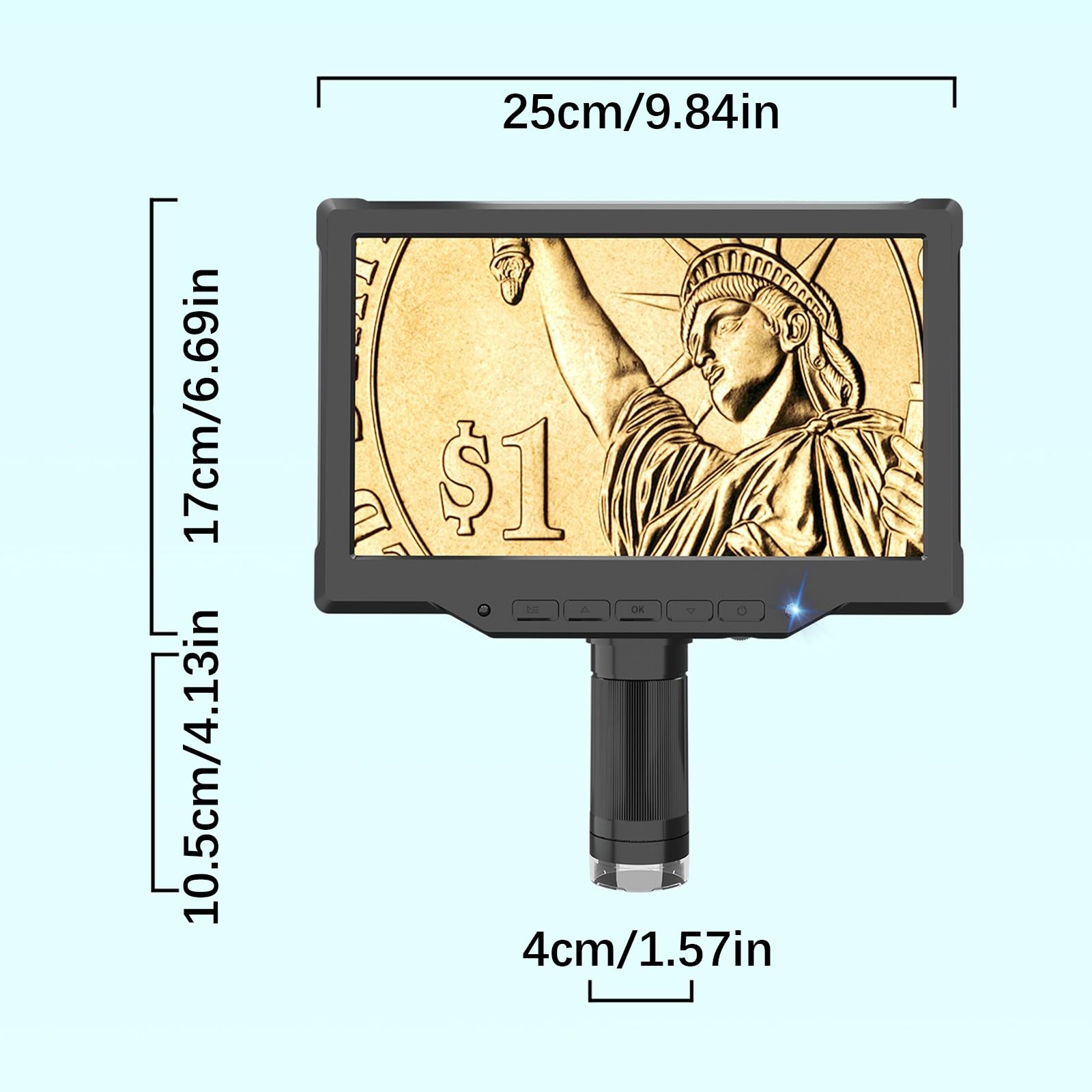 Microscopio digitale con display da 10,1 pollici ad alta definizione per immagini nitide ad ampio raggio e illuminazione integrata microscopio USB