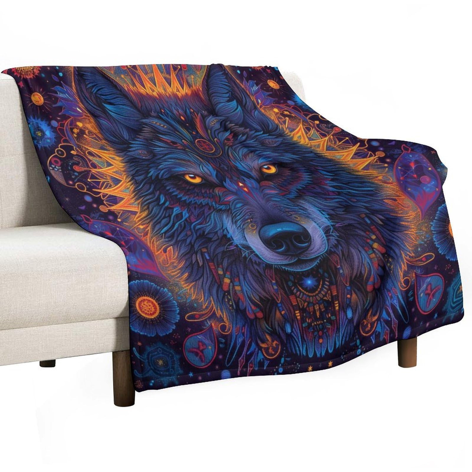 Couverture loup contre le froid plaid flanelle grand format pour éliminer les courants d'air