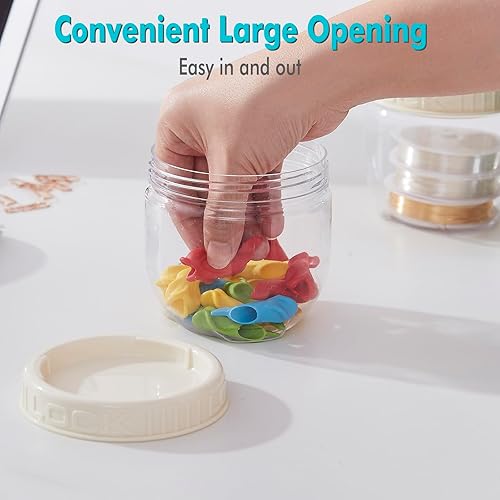 Miniatura 8 de Contenedores de almacenamiento con tapas, paquete de 6 recipientes de plástico transparente, tarros apilables y modulares, organizadores de piezas