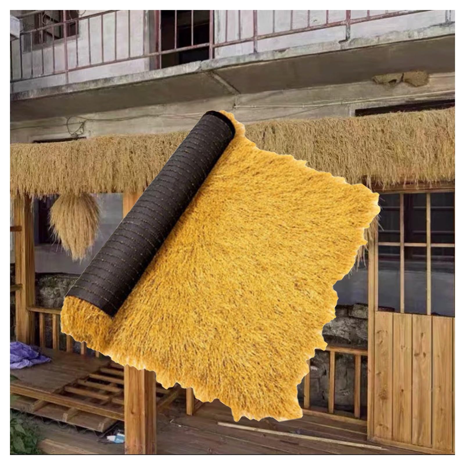 YCOVSFP Artificial Palm Thatch Roll – Waterproof & Fire-Retardant Tiki Bar/Palapa Roofing For Parties, Pools, Garden Fencing(1x9m(3.2x29.5ft))