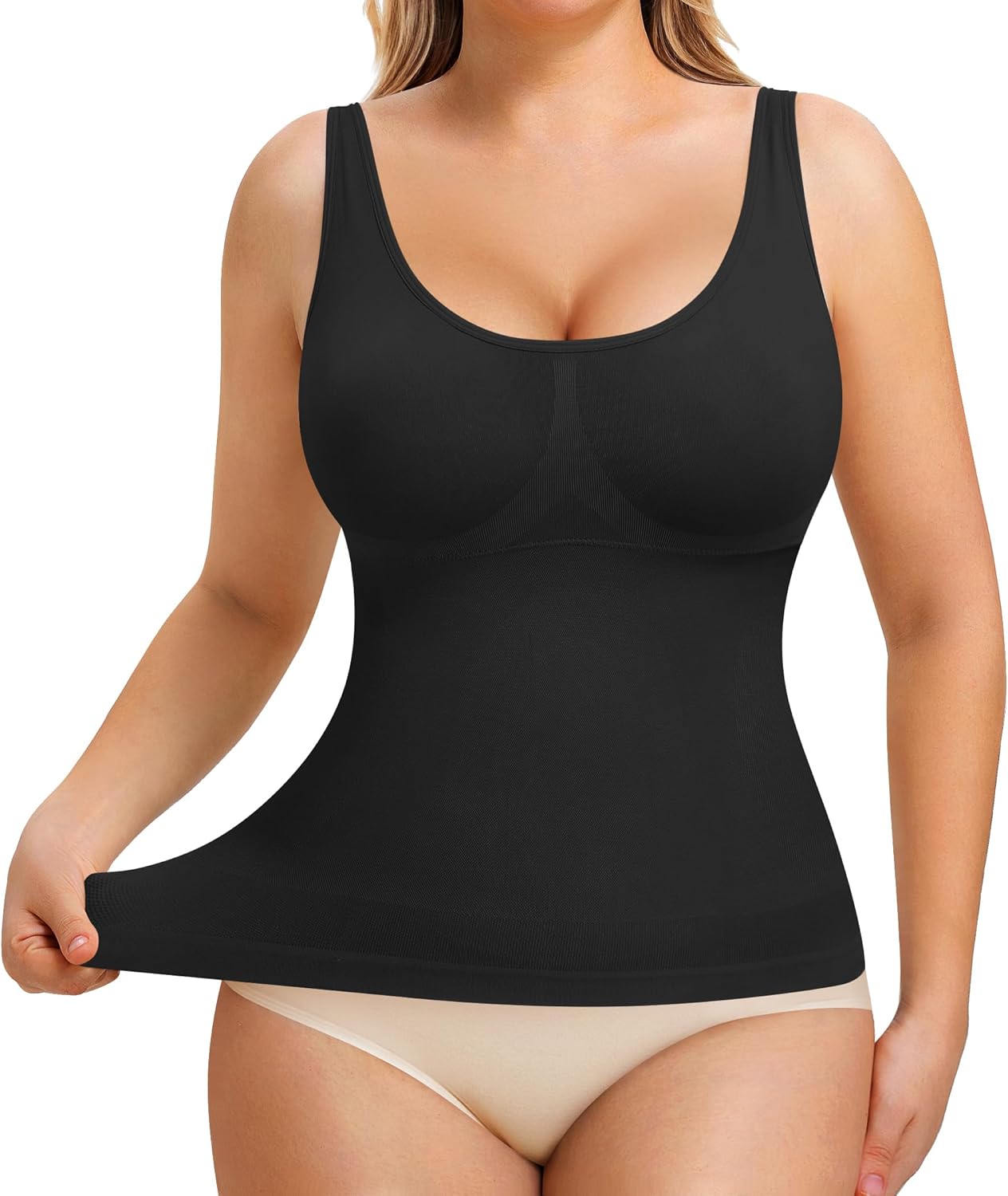 KUMAYES Compression Tank Tops for Women Tummy Control Shapewear Seamless Body Shaper Workout Camisole Cami Tops