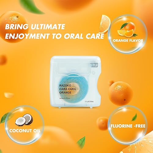 Miniatura 3 de Hilo dental tejido con infusión de aceite de coco, vegano y libre de crueldad, naranja suministro de 2 meses (33 yardas x 1 unidad)