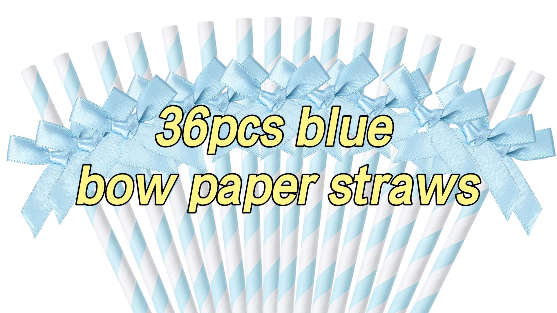 36 pitillos de papel azul con lazo para fiesta miniatura 7