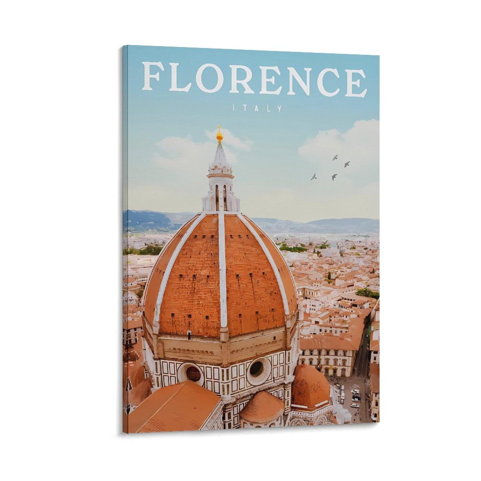 Orbana Frame-Style Florence Italy Vintage Travel Posters 08X12inch(20X30cm) Canvas Print For Living Room, Bedroom, Dorm, Home, Office Wall Decoration