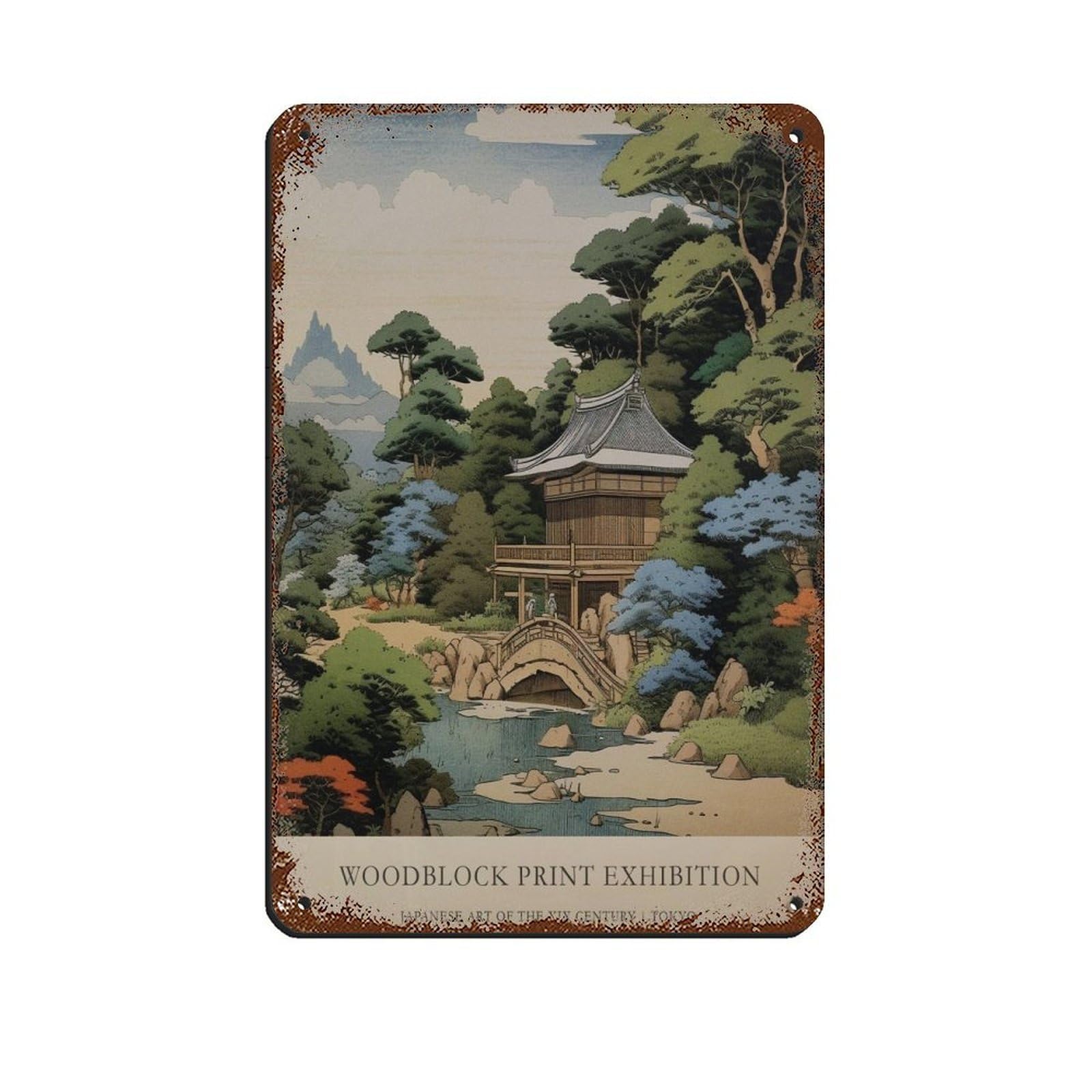 Japanese Art, Japanese Landscape Poster Tin Sign Vintage Metal Pub Club Cafe Bar Home Wall Art Decoration Poster Retro 8x12inch(20x30cm)