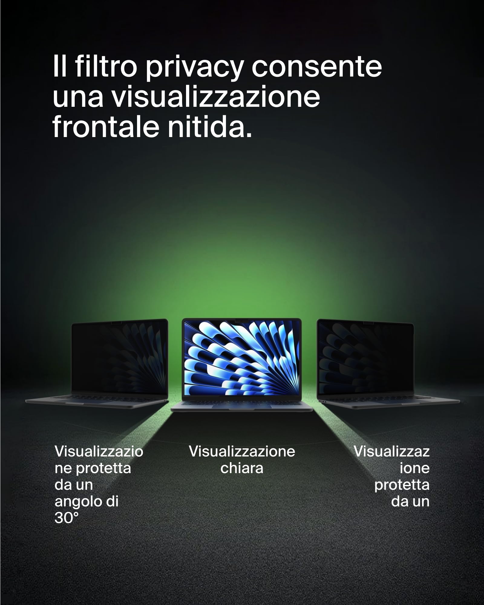Belkin ScreenForce TruePrivacy - Pellicola protettiva per MacBook Air 15 M2, antiriflesso, durezza 2H, rimovibile e riutilizzabile, con attacco in silicone, facile applicazione a scatto e sganciamento
