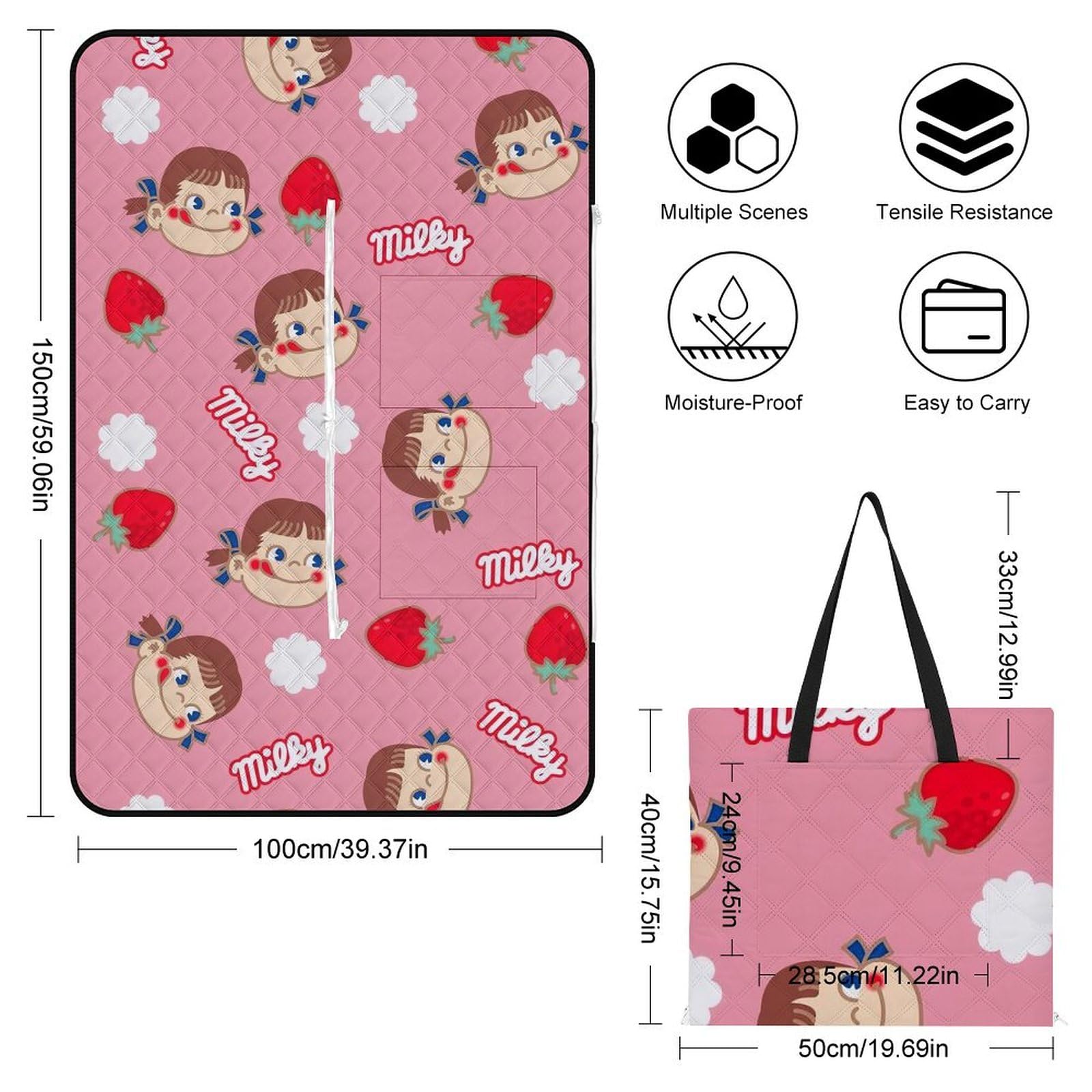 Amazon.co.jp: ペコちゃん レジャーシート 防水 ピクニックマット 大判