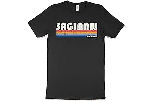 70s 80s Vintage Style Saginaw, Michigan Retro T-Shirt for Men and Women