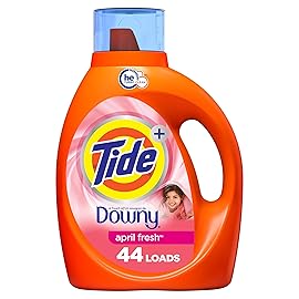 Tide Plus A Touch of Downy Liquid Laundry Detergent, April Fresh Scent, 63 fl oz, 44 Loads, HE Compatible