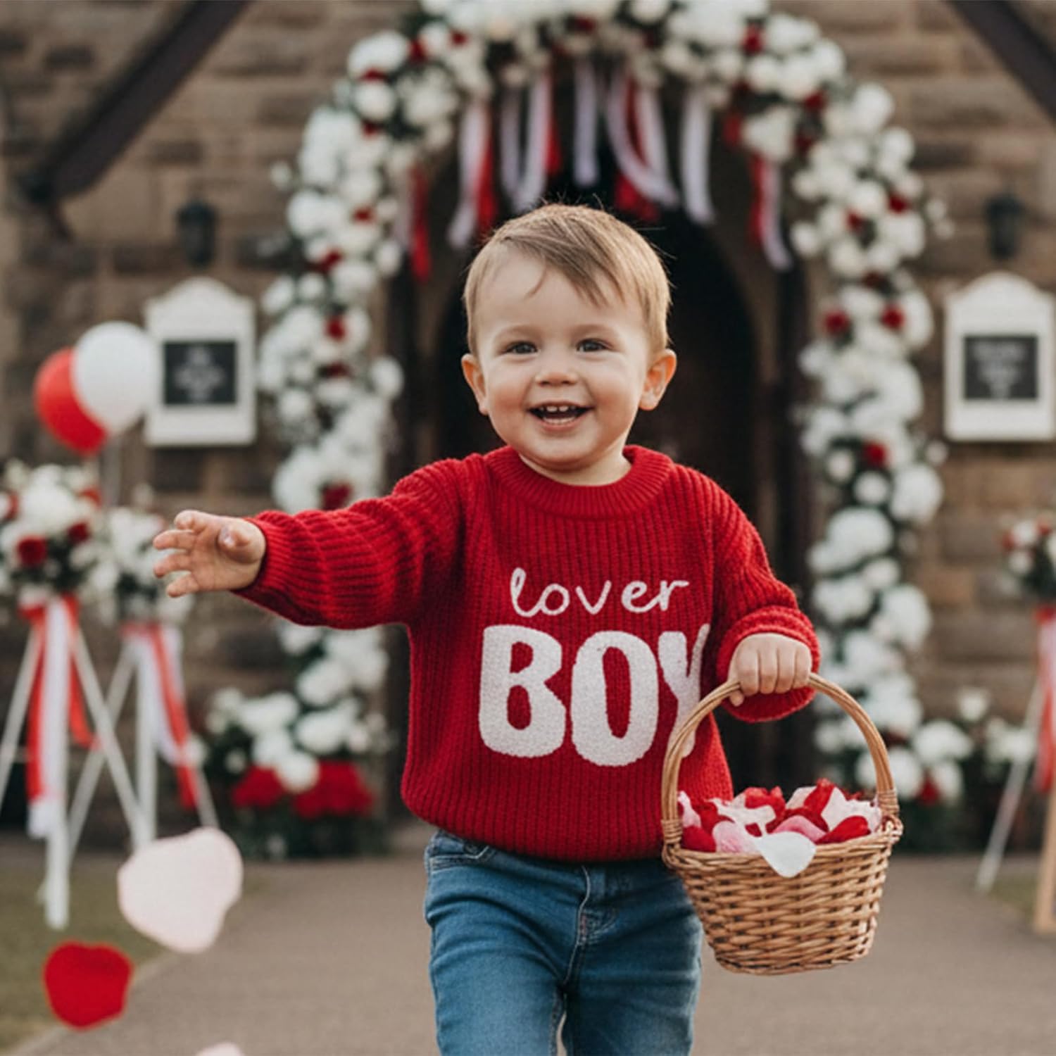 Toddler Baby Boy Valentine's Day Sweater Outfit Long Sleeve Embroidery Knit Tops Winter Pullover Infant Fall Clothes - Image 3