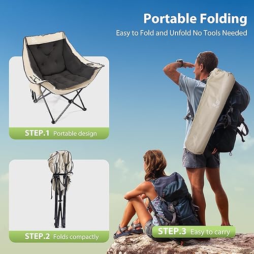 Miniatura 6 de Nice C Silla de campamento acolchada, sillas de campamento de gran tamaño, sillas plegables acolchadas gruesas de gran tamaño, silla deportiva al