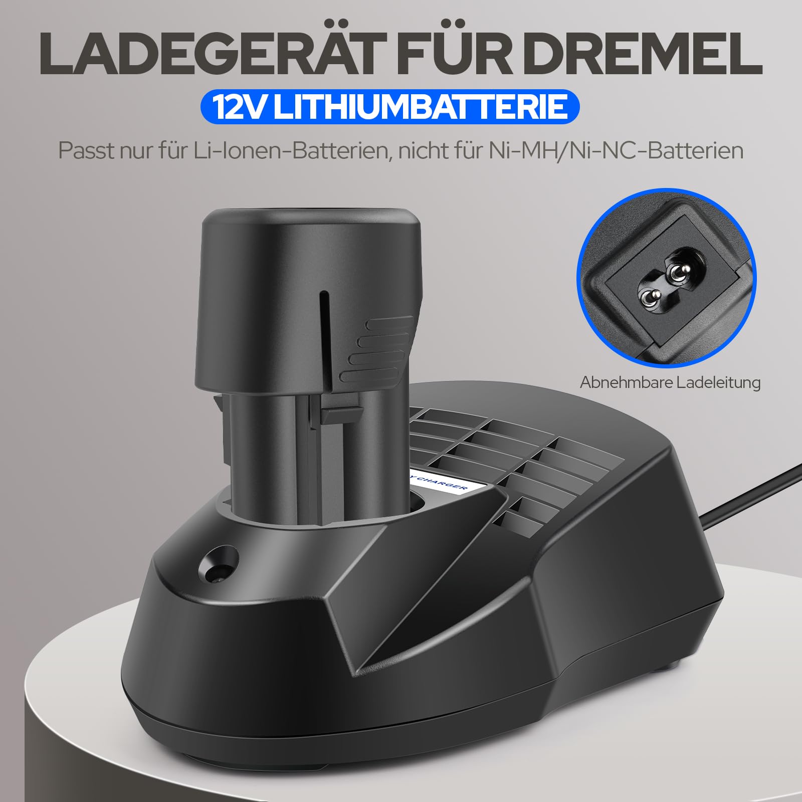ASUNCELL Cargador de 12V 1,5 A Compatible con Dremel 8200, 8220 y 8300 baterías de Herramientas (B812-01, B812-02, B812-03), Cargador rápido para multiherramientas inalámbricas Dremel