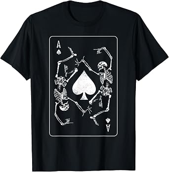 Goth Punk Ace of Spades Card Shark Gambler Skeleton T-Shirt