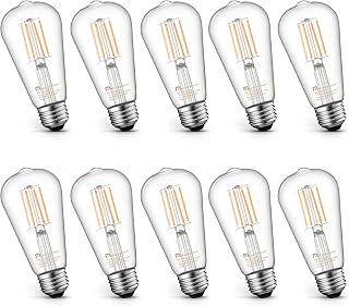 MASTERY MART Dimmable Vintage E26 LED Light Bulb, 2700K Soft White 5.5W (60 Watt Equivalent), Glass ST21 Antique Edison Style, 500LM, Decorative Filament Bulb, UL and Energy Star, 10 Pack