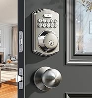 Veise Keyless Entry Deadbolt with 2 Knobs, Backlit Keypad, Auto Lock & One-Time Codes - Satin Nickel Smart Front Door Lock