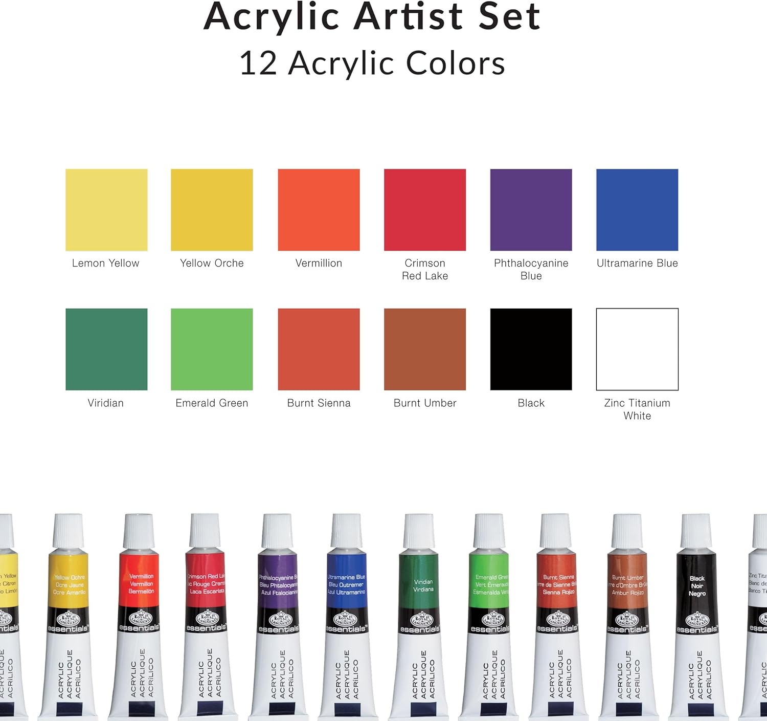 Royal & Langnickel Black Series Two-Tier Wooden Box Acrylic Artist Set, 28pc